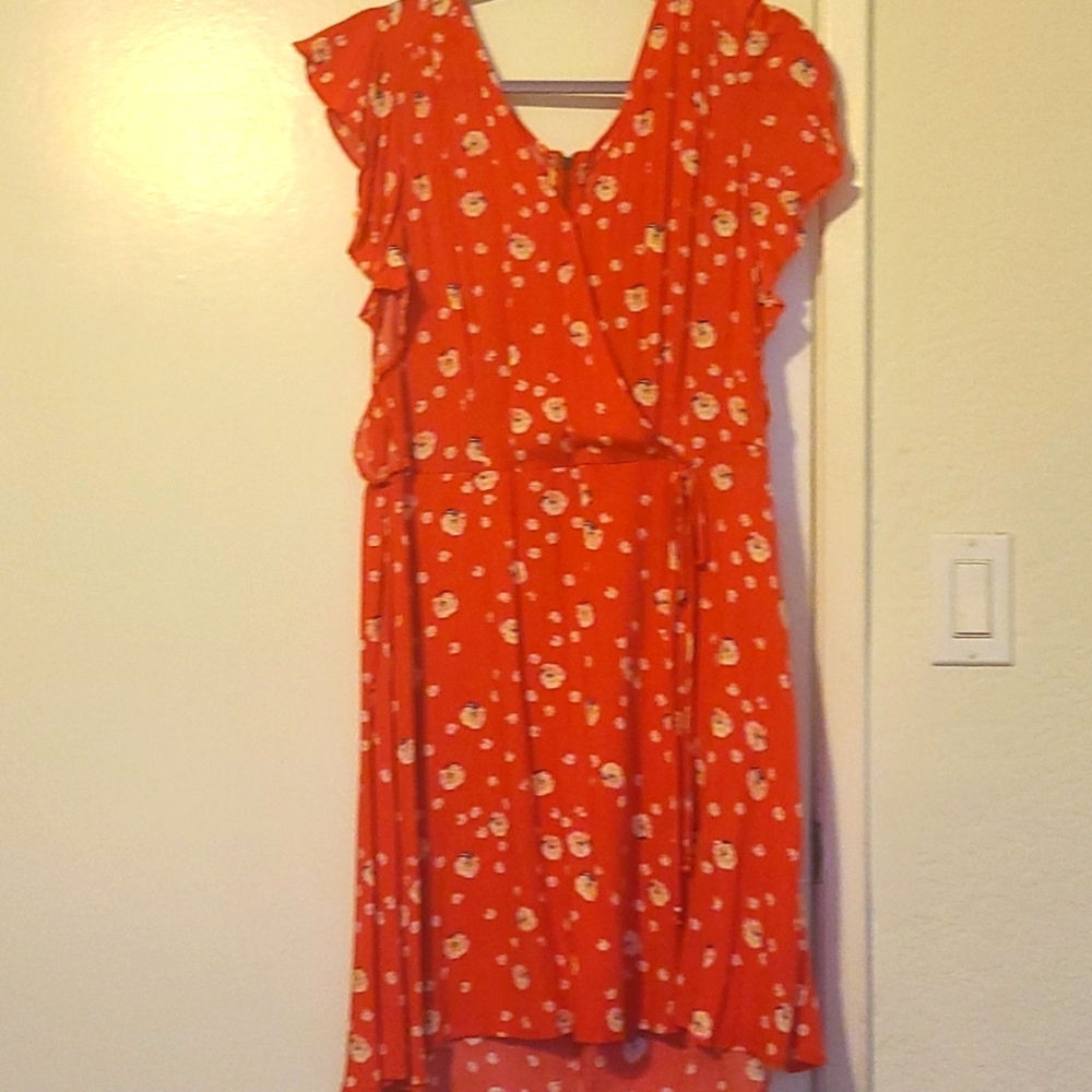 Red floral spring dress